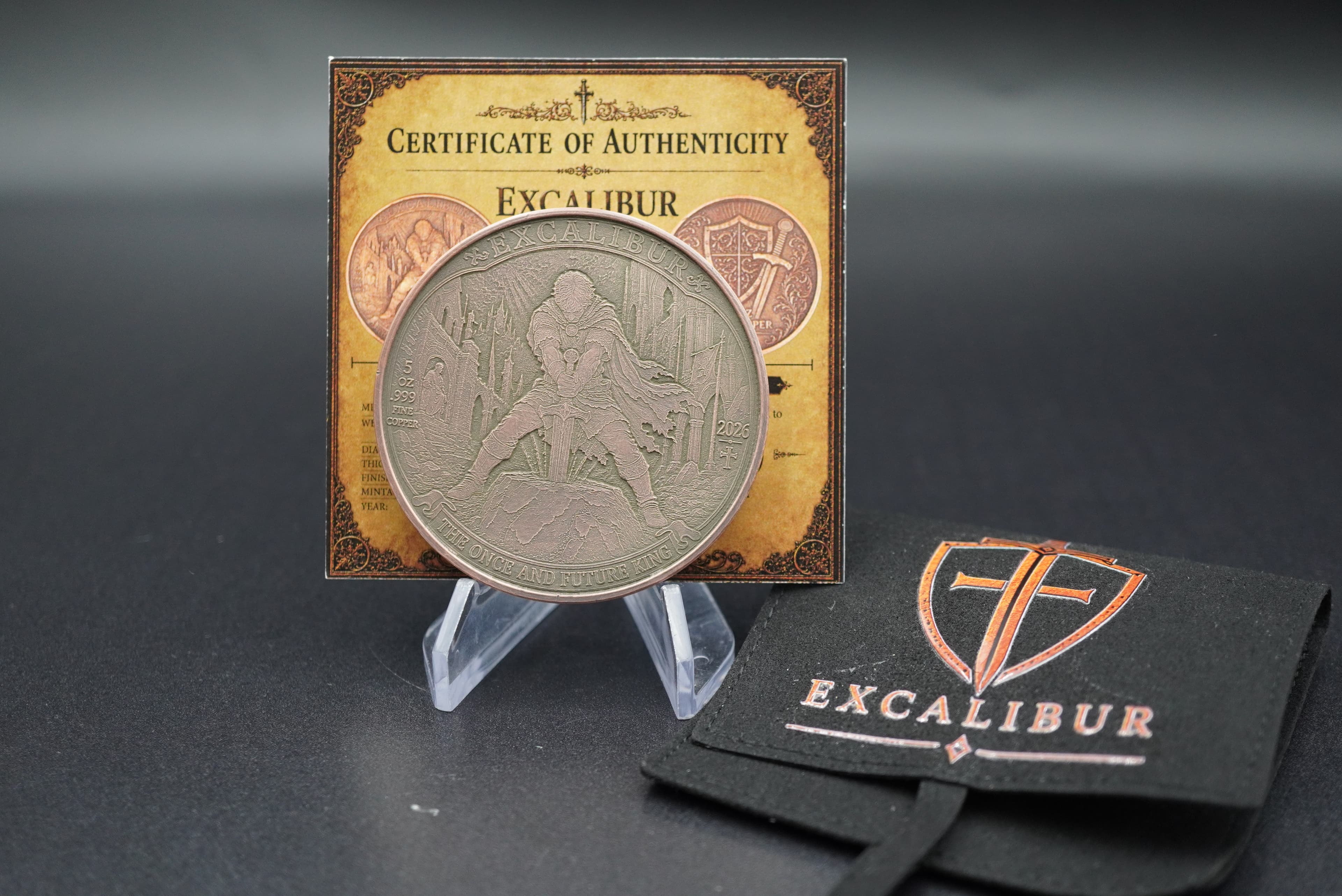 2026 5oz .999 Copper Antique Excalibur Limited Mintage
