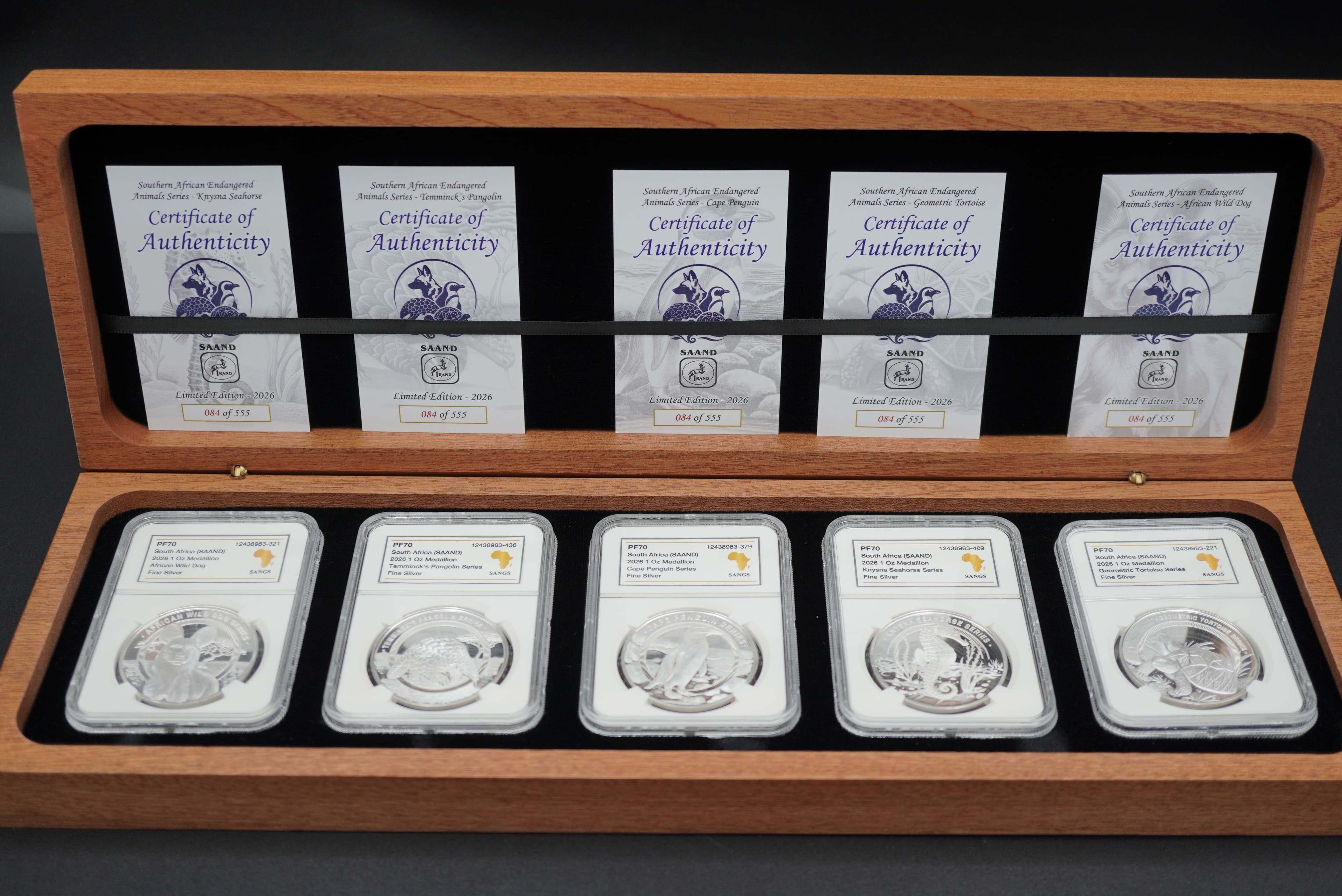 2026 SAAND Endangered  Animals  5 Medallion  Silver  Set