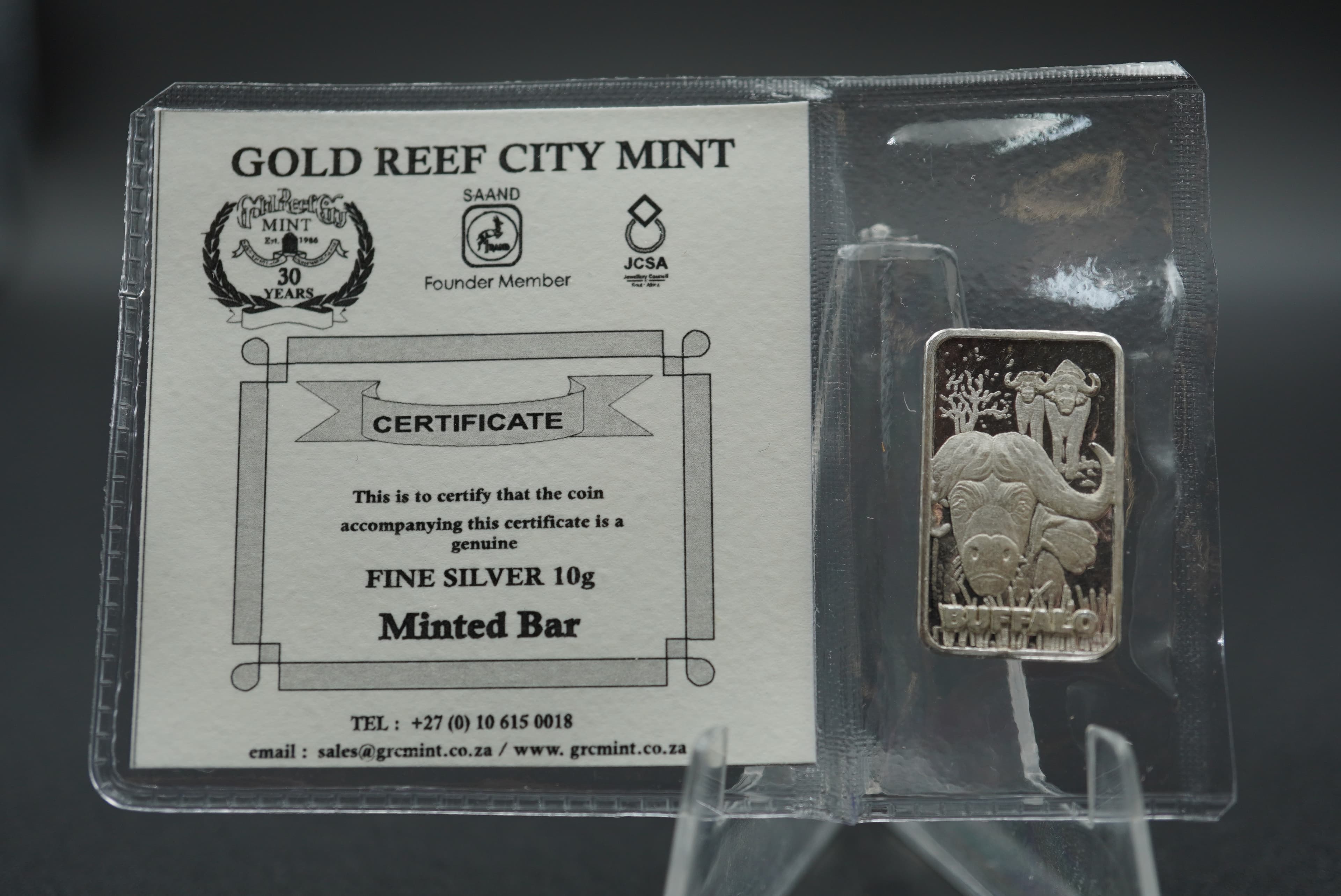 GRC buffalo minted bar 10g silver