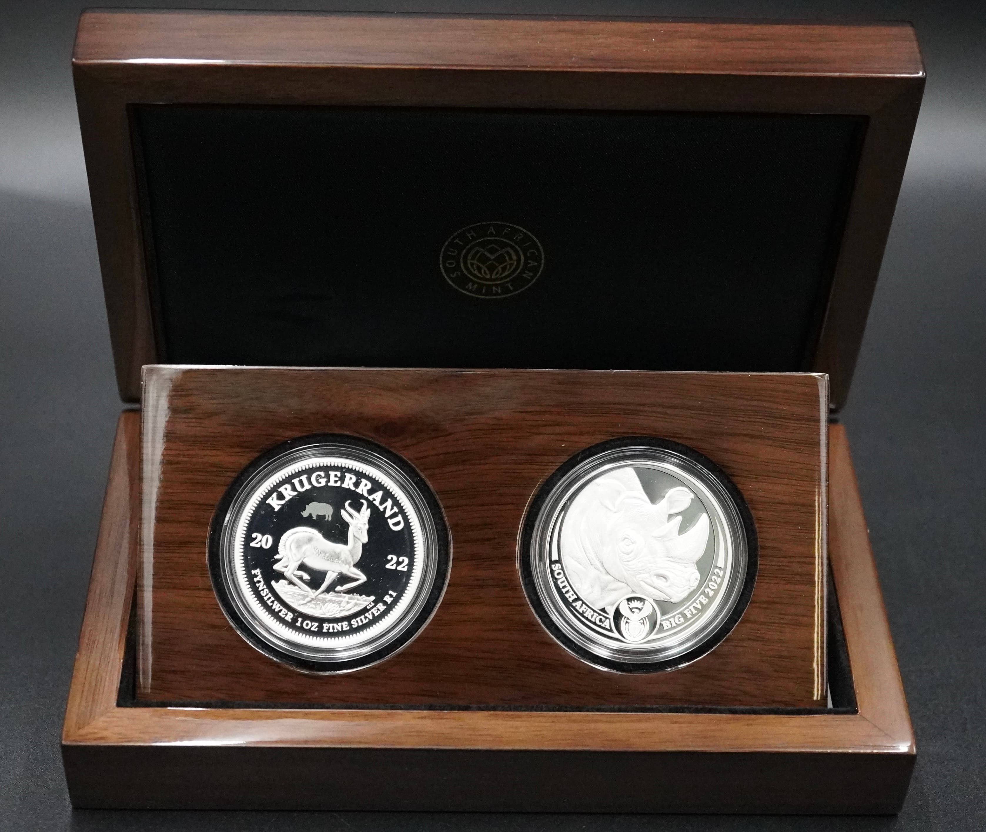 2022 Fine-Silver Combination Set The Krugerrand and the African Big Five - Rhino Series II Proof