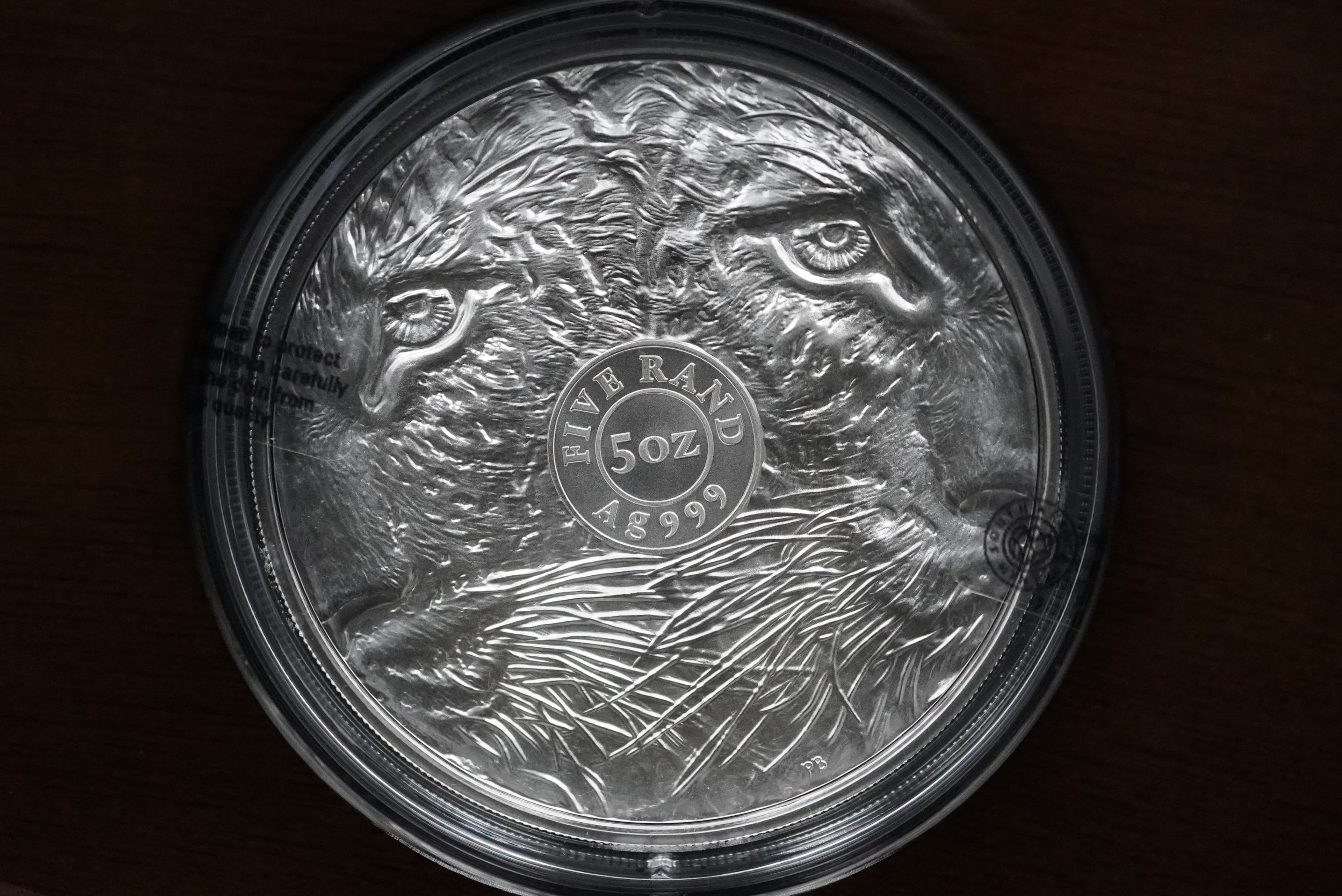 2023 S.Africa  2023 R5 5oz Fine-Silver Brilliant Uncirculated Africa's Big Five - Leopard, Series  II