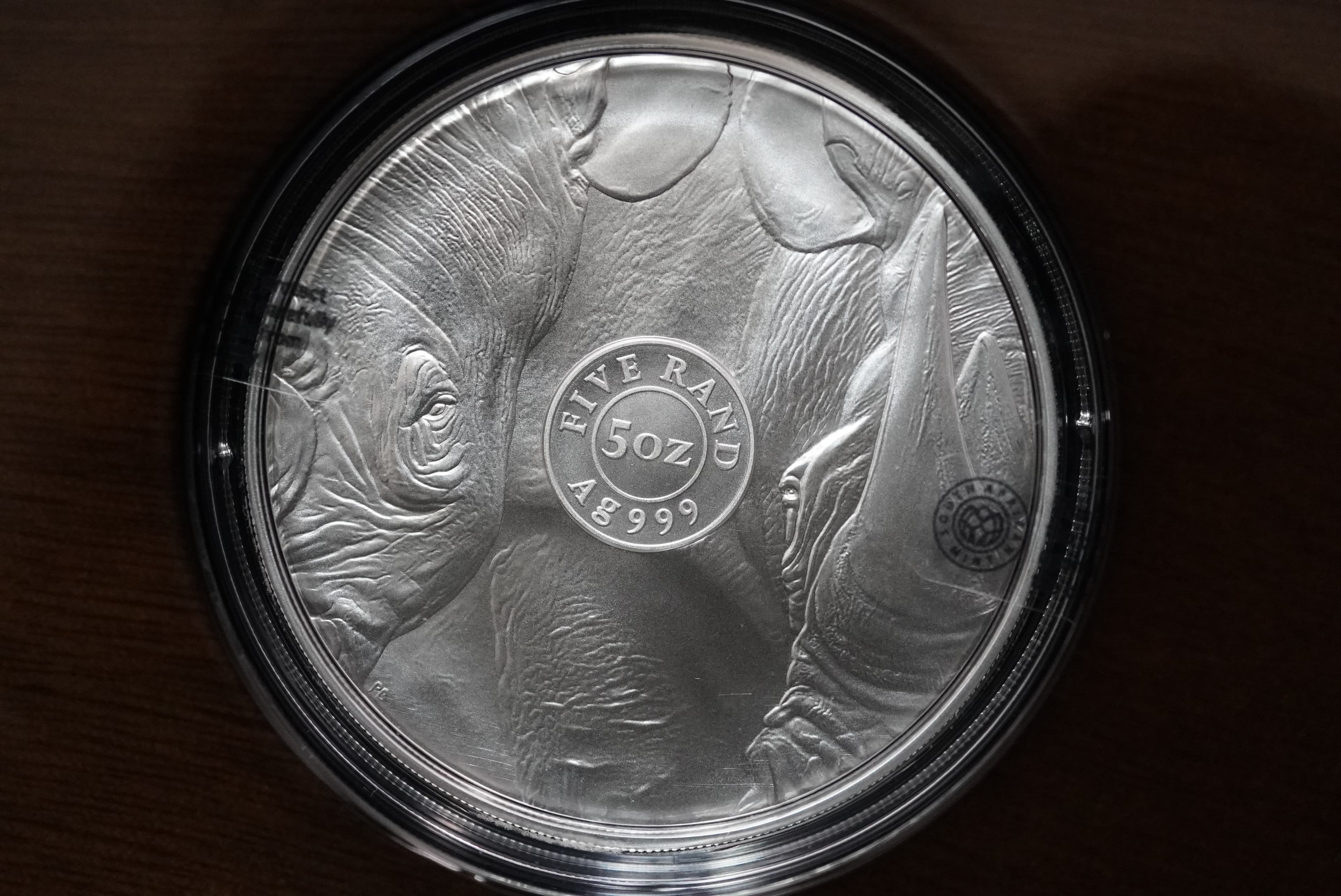 2022 R5 5oz Fine-Silver Brilliant Uncirculated Coin Africa's Big Five - Rhino, Series II