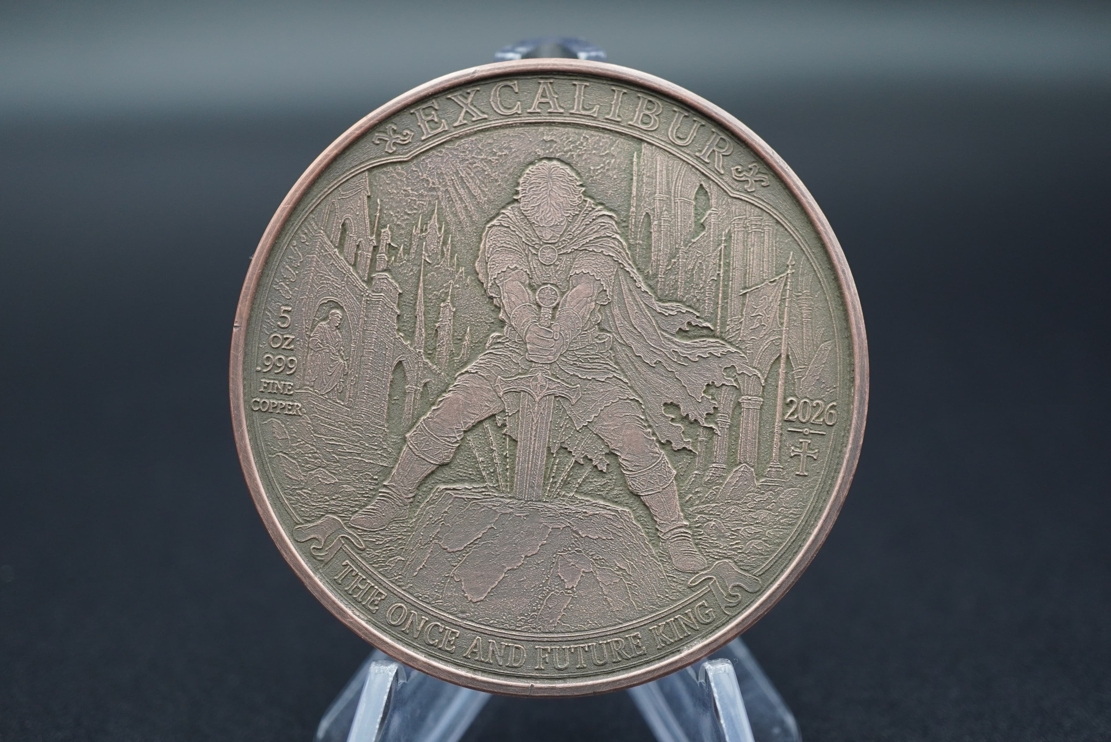2026 5oz .999 Copper Antique Excalibur Limited Mintage
