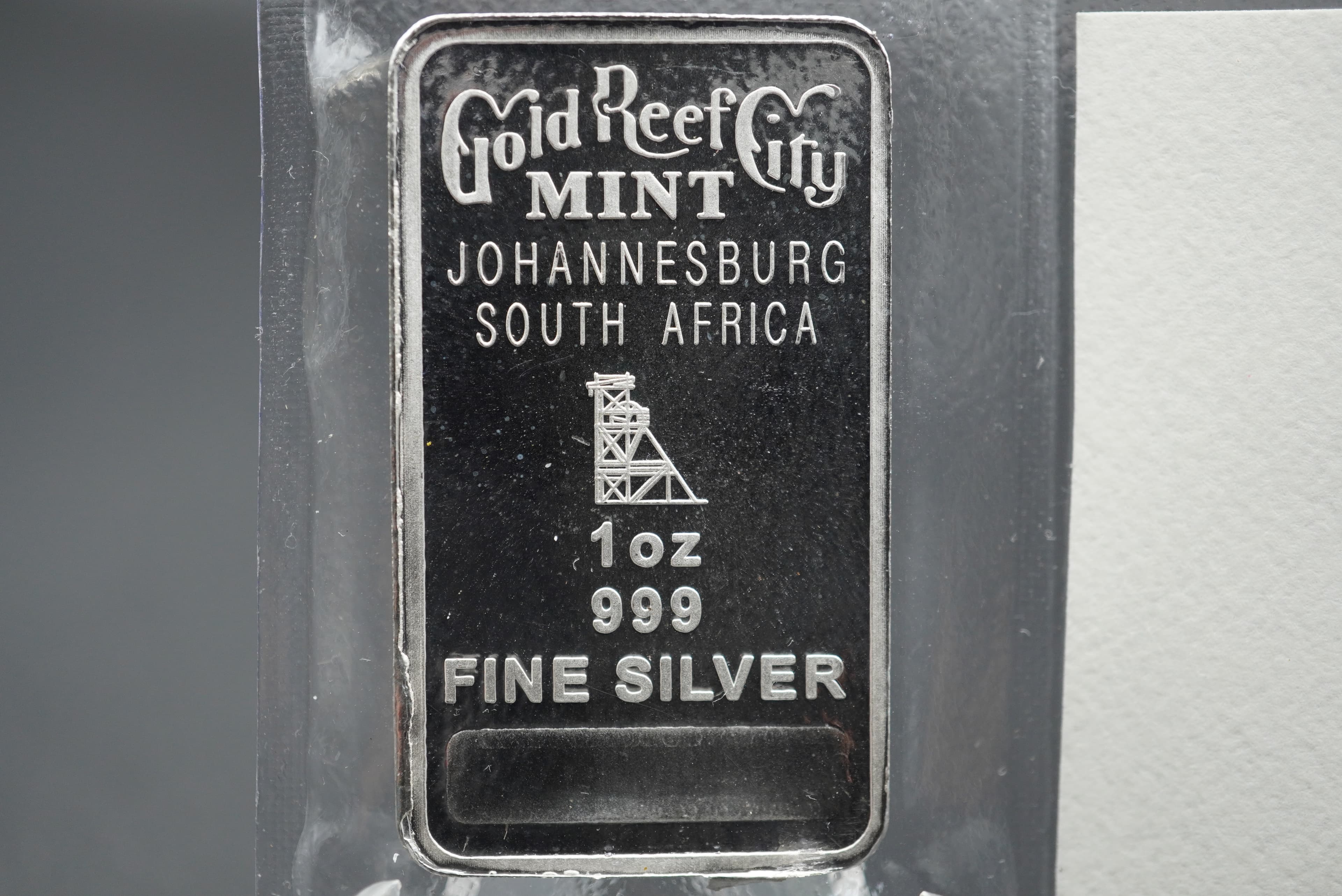 GRC Big Five Minted Bar rhino 1oz silver