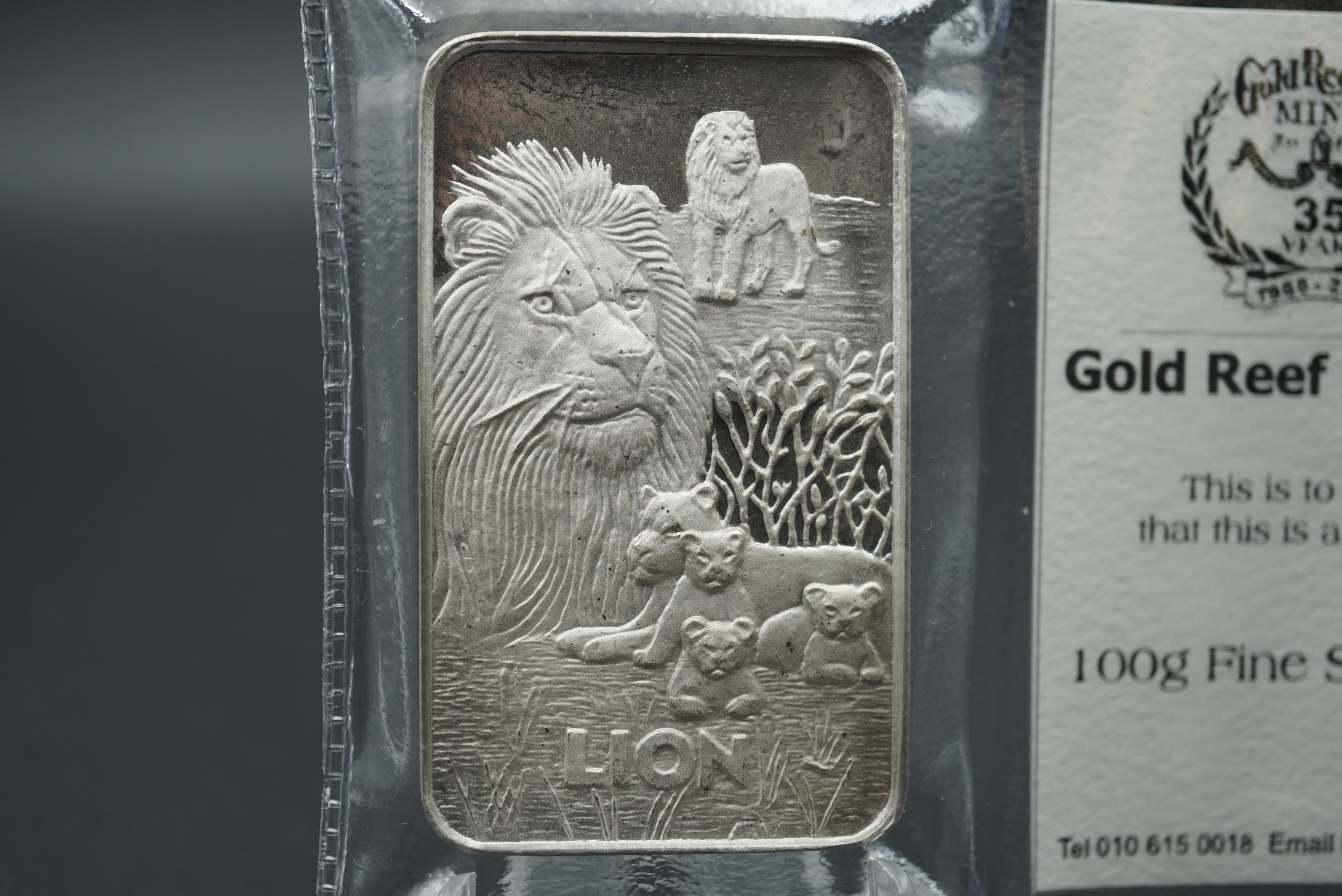 GRC Big Five 100g Fine Silver Bar Lion