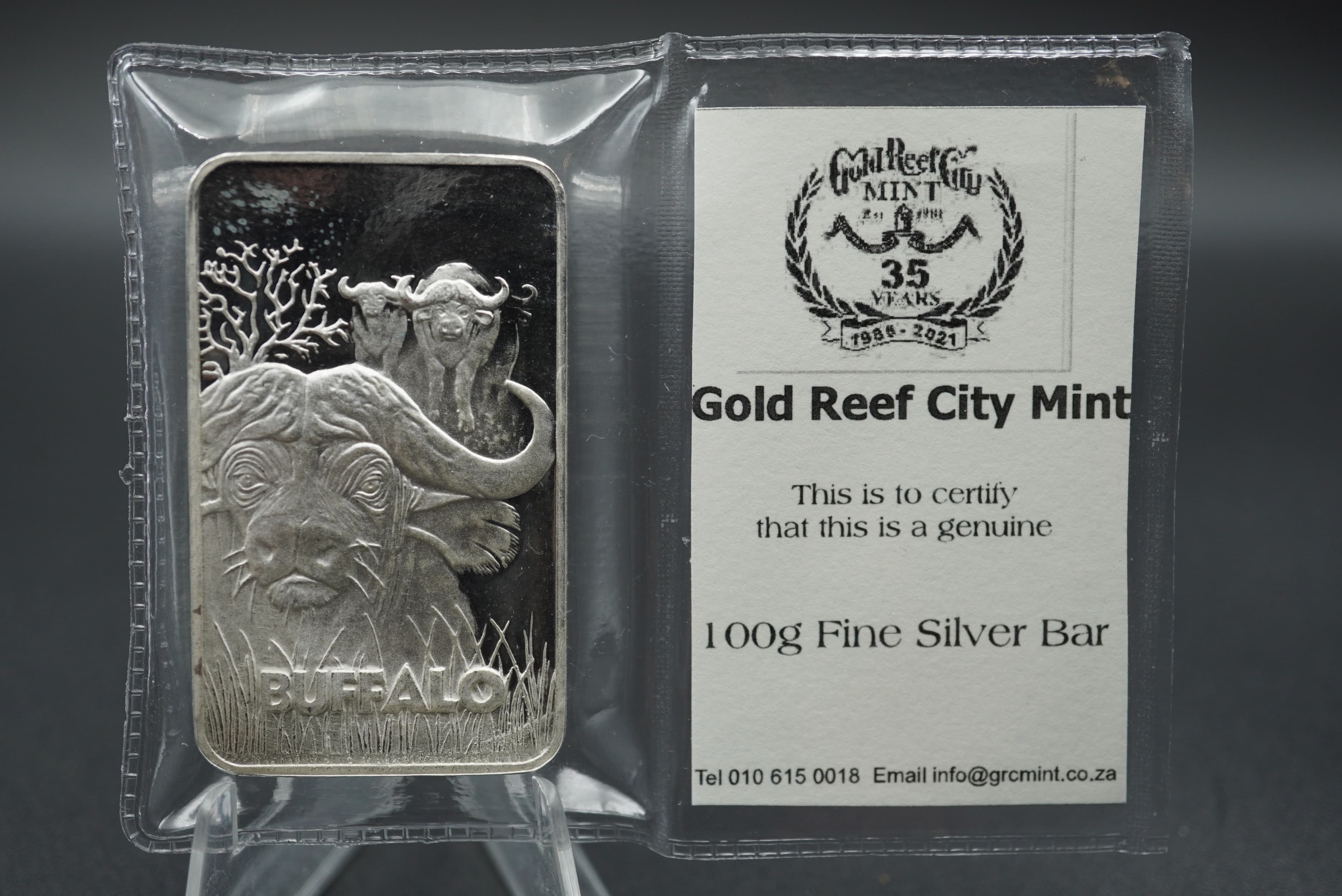 GRC Big Five 100g Fine Silver Bar Buffalo