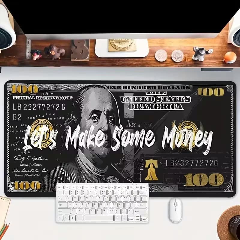 Desk Mat-100 Dolar Bill XL – Franklin Gold Edition