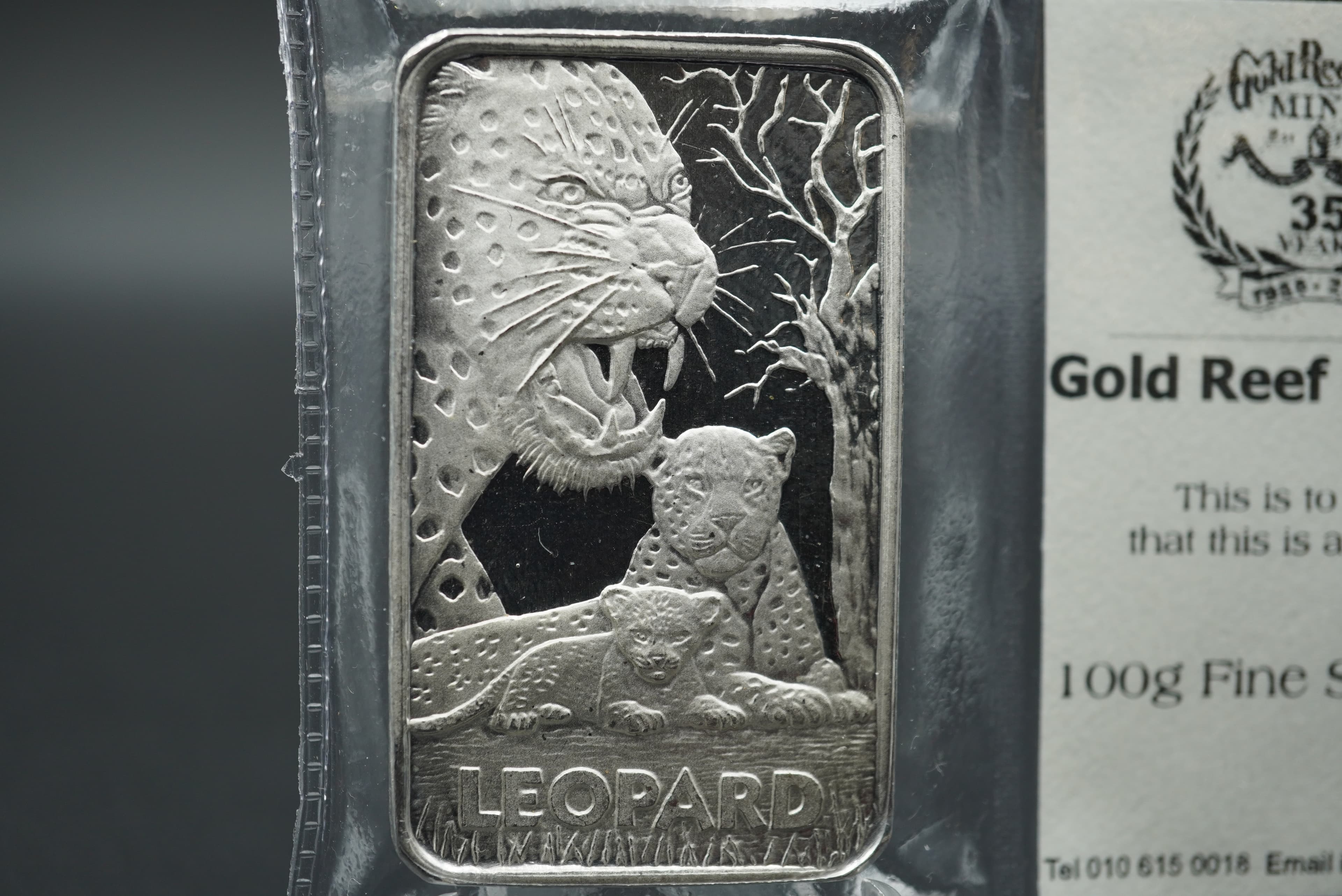 GRC Big Five 100g Fine Silver Bar Leopard
