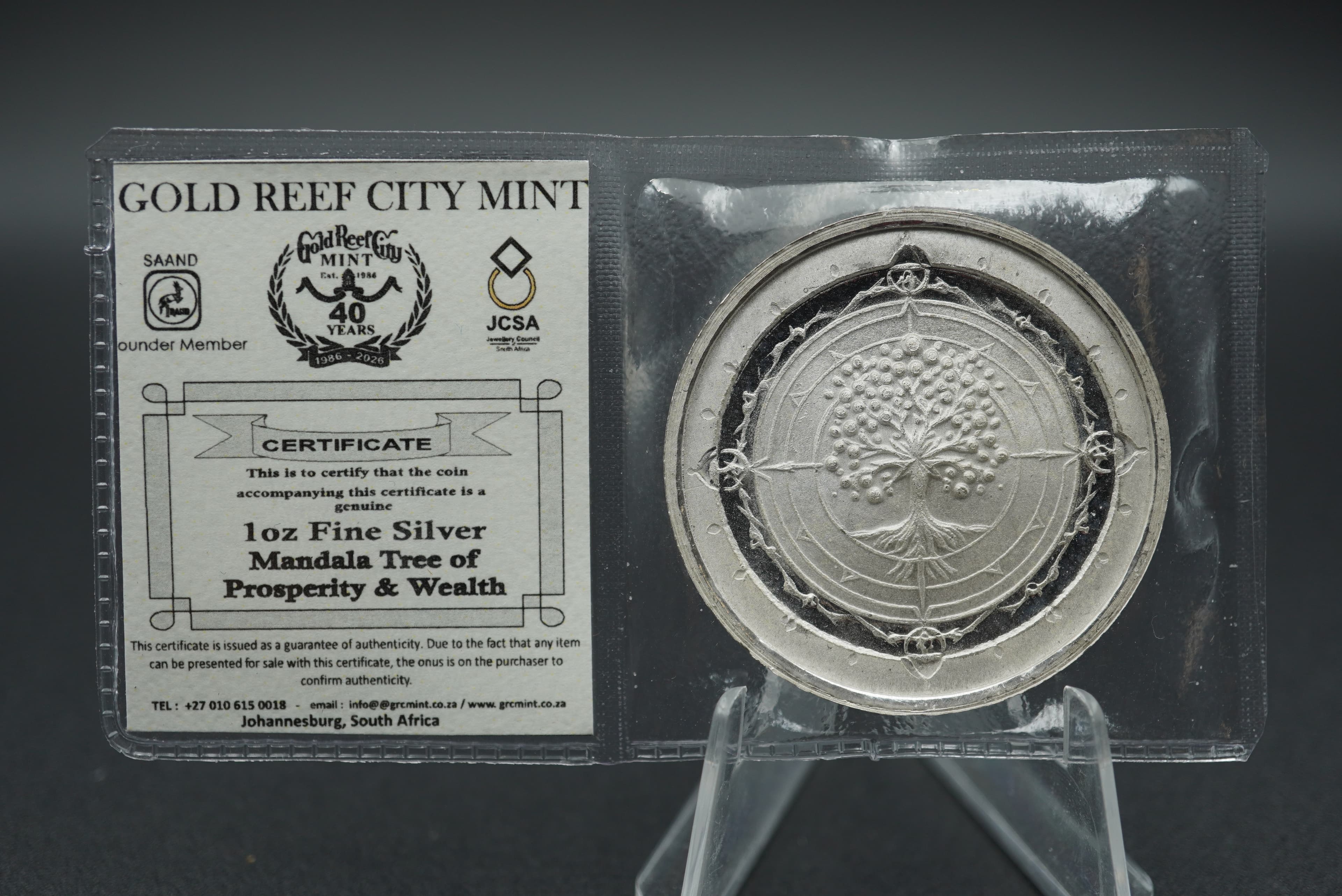 GRC Mandala tree of prosperity and wealth fine silver 1oz coin