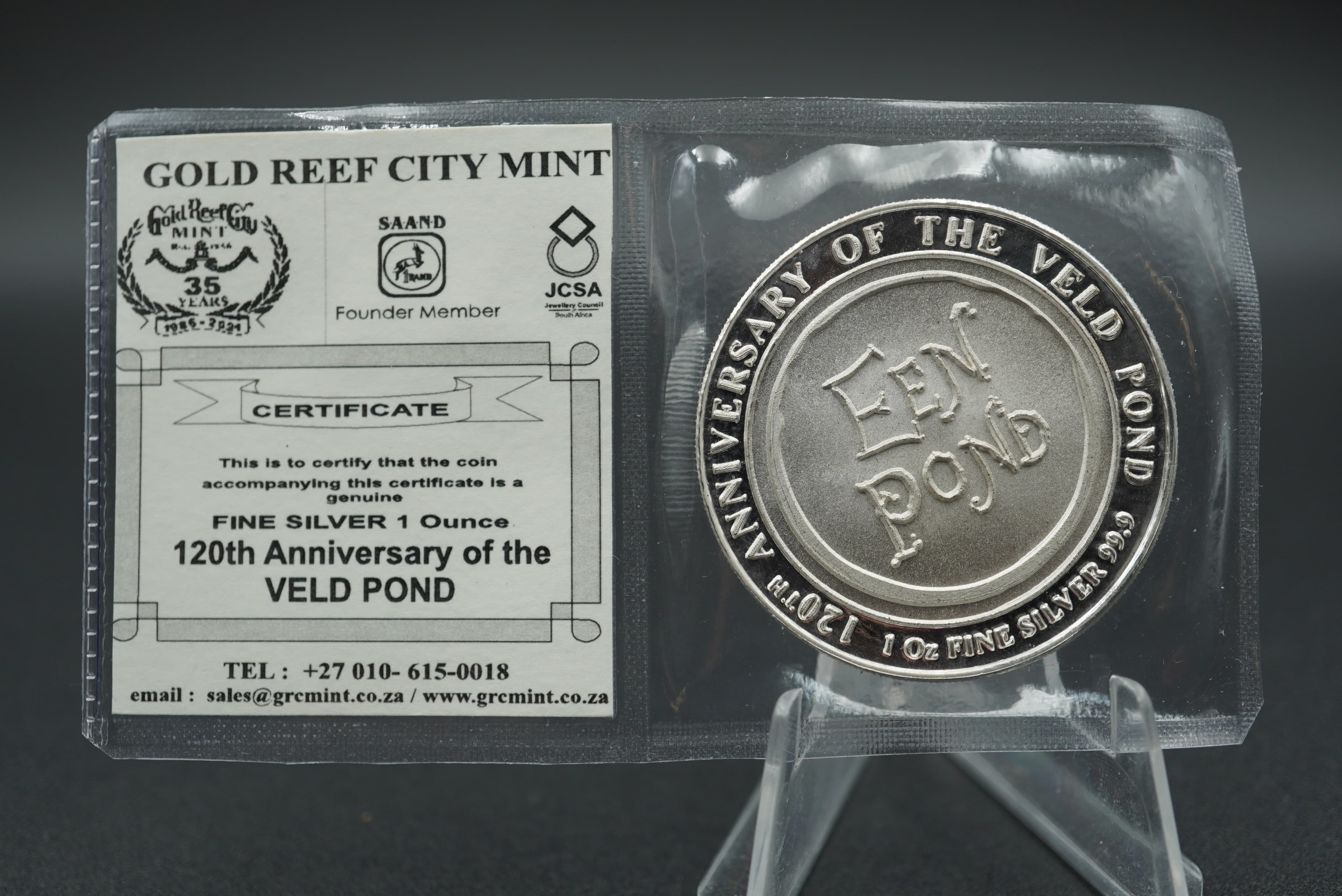 GRC 120th anniversary of the veld pond fine silver 1oz coin