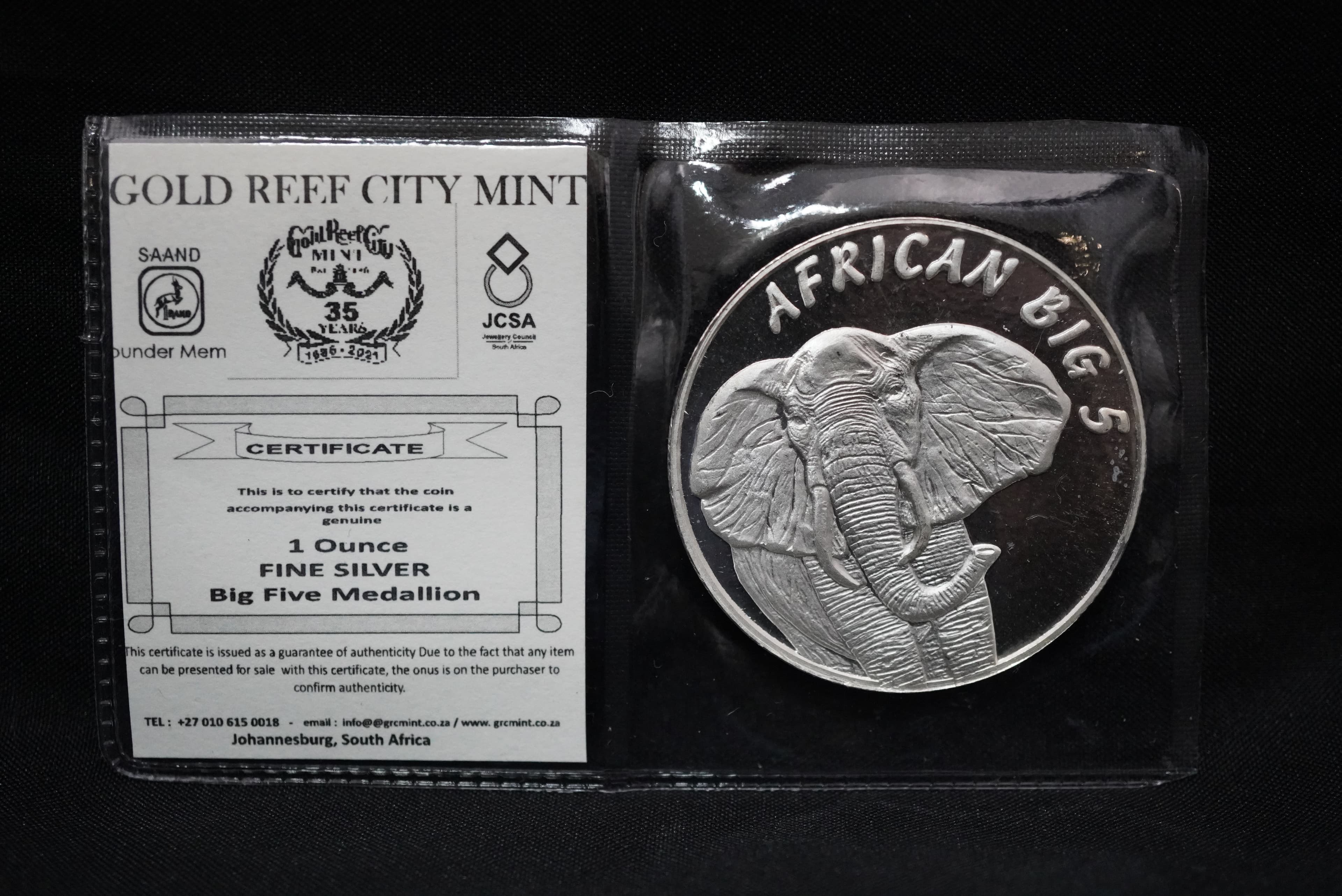 GRC Big Five elephant 1oz Medallion