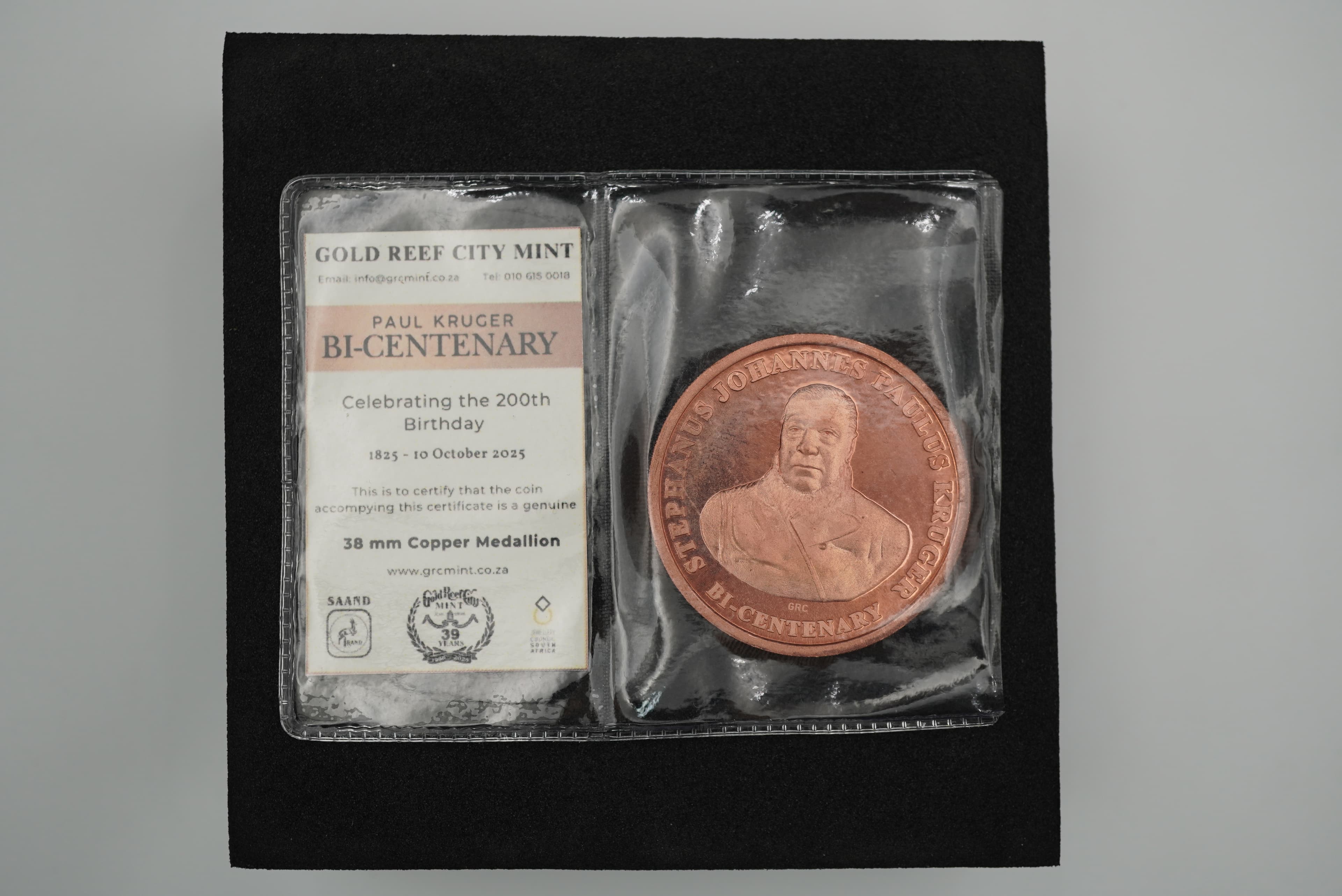 GRC Paul Kruger Bi-Centenary Copper 1oz Medallion