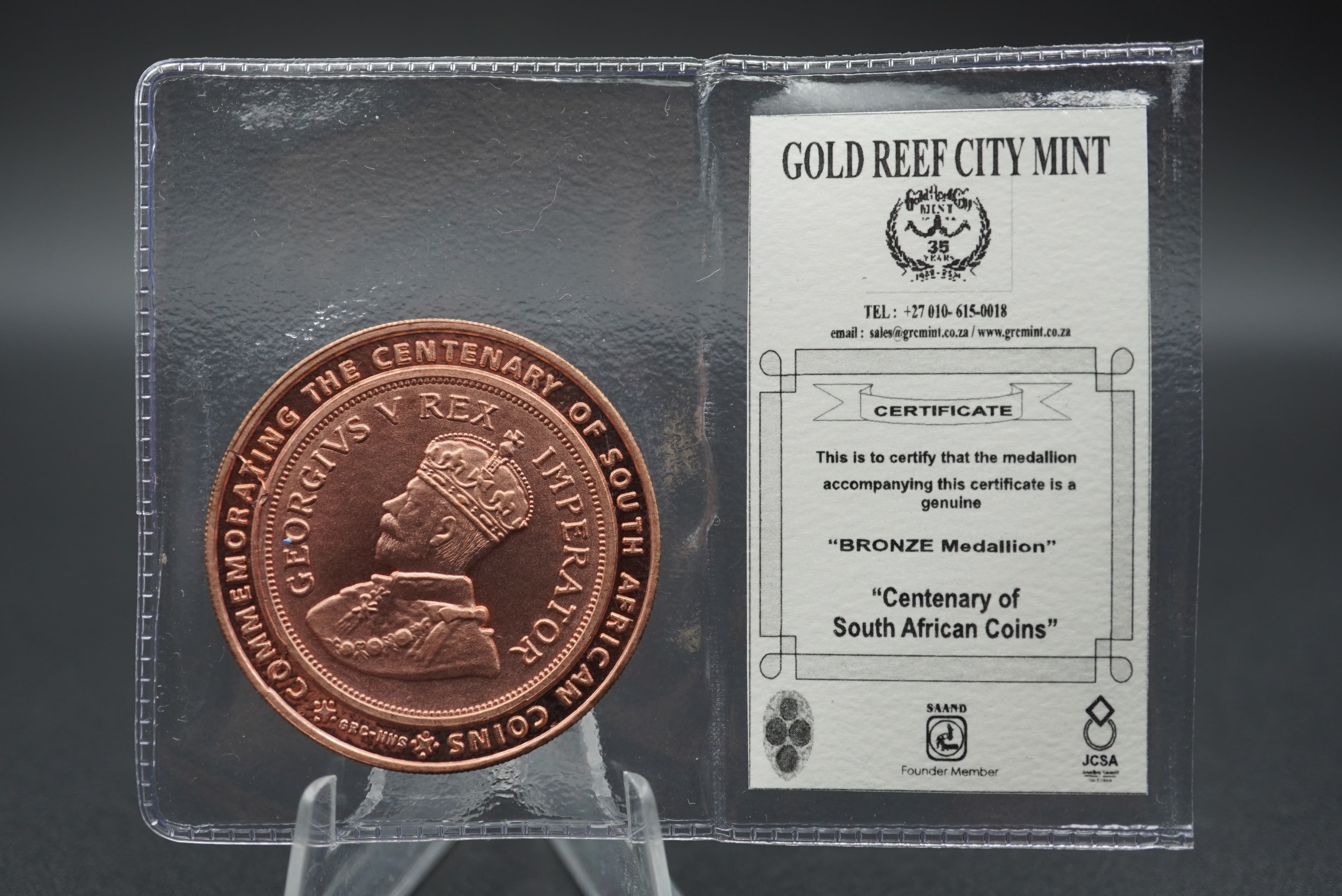 GRC centenary of SA Coins Copper 1oz Medallion