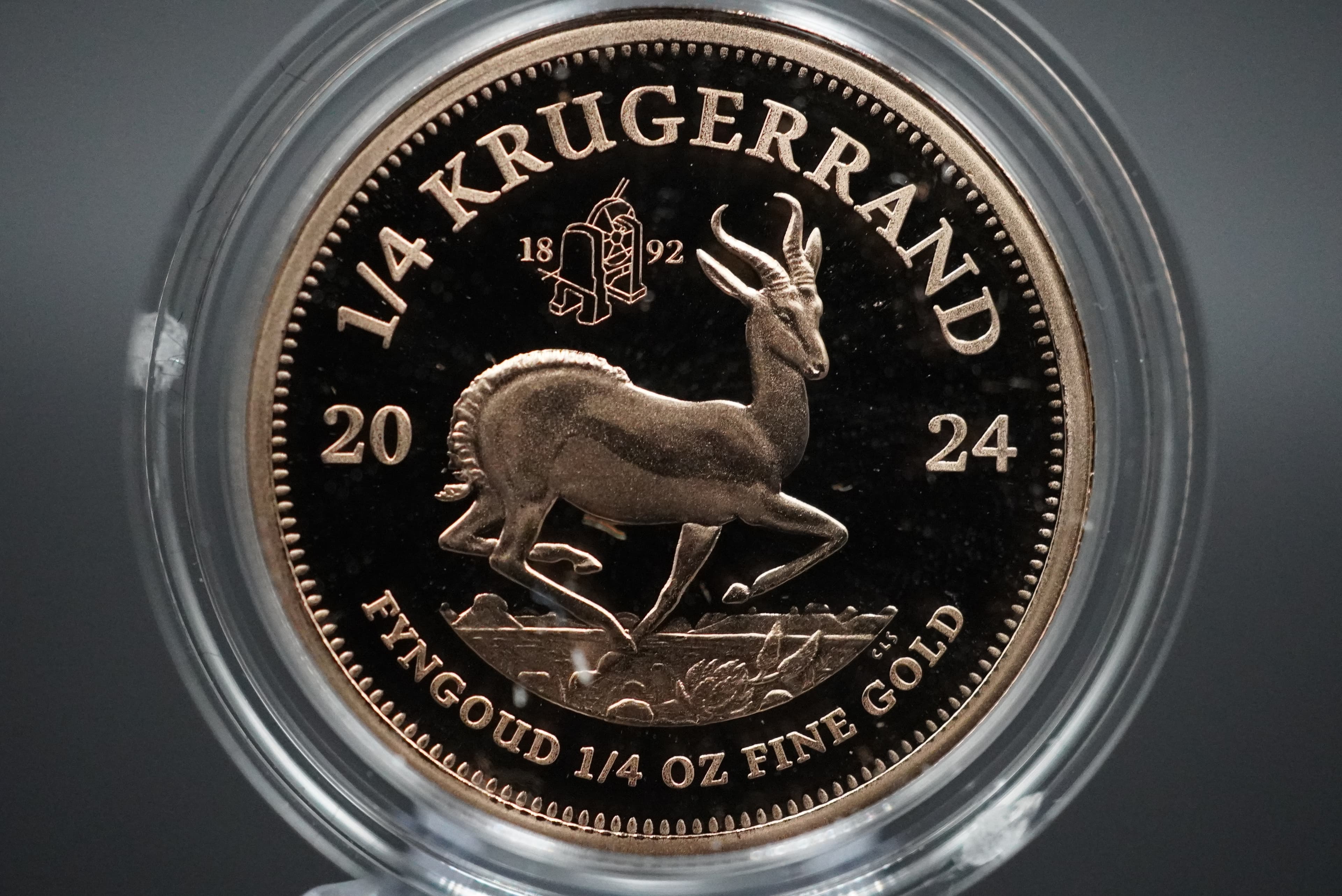 2024 S.Africa 1/4oz Gold Krugerrand Struck on "Oom Paul" coining press