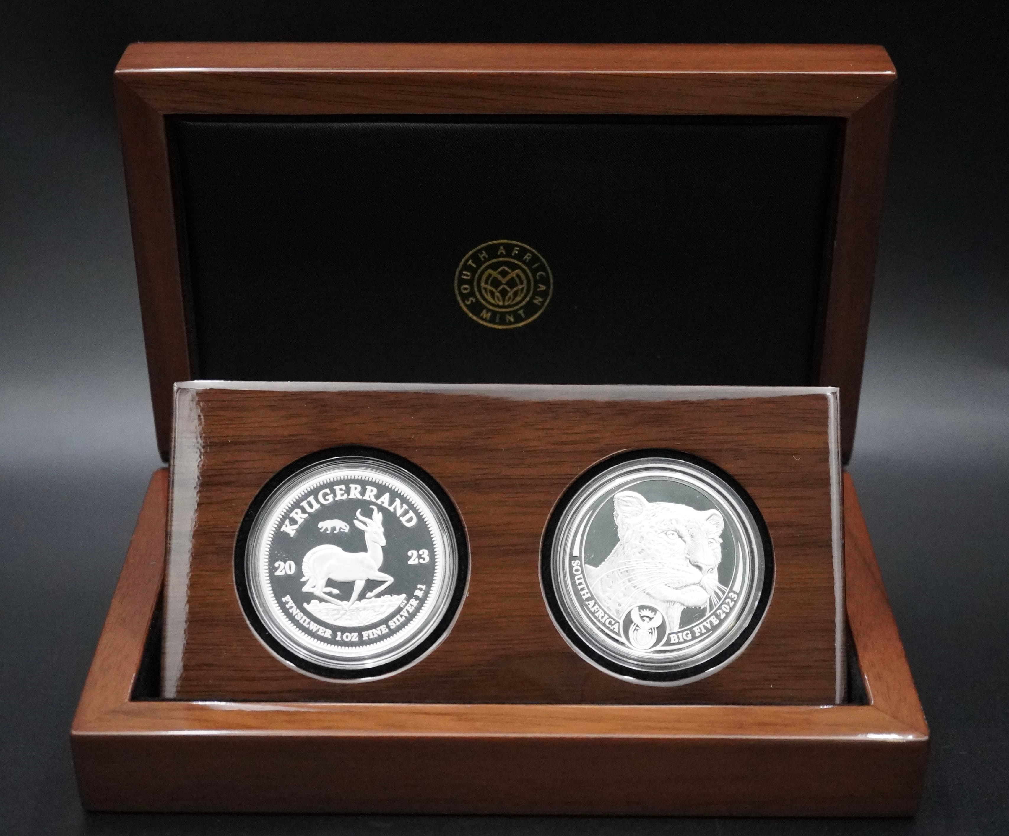 2023 S.Africa Fine Silver Combination Set- The Krugerrand and the African Big Five- Leopard Series II