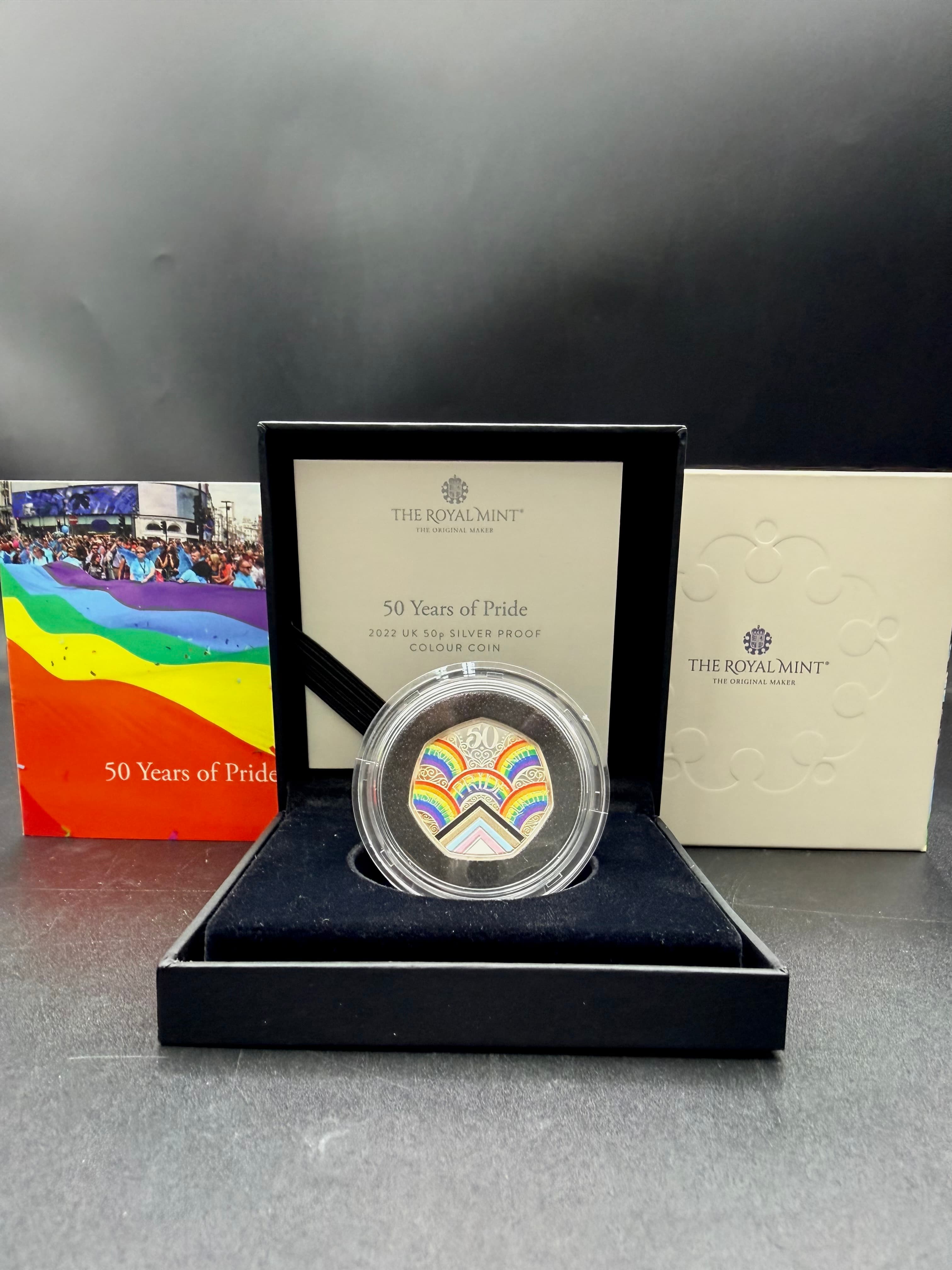 2022 UK 50p Silver Proof 50 Years of Pride Coloured Coin – Royal Mint