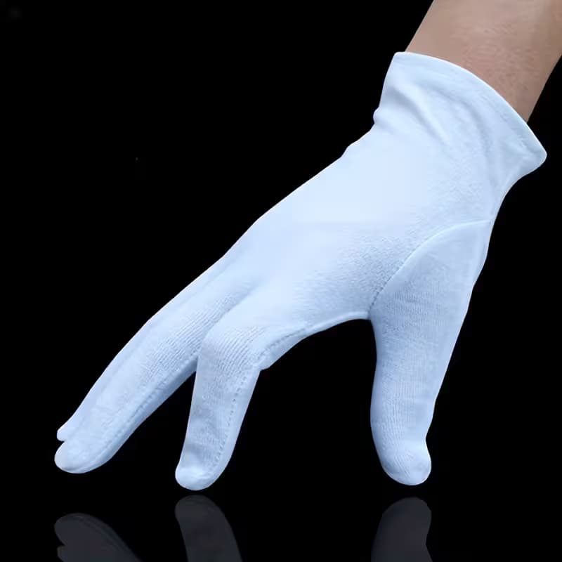 White cotton coin inspection gloves