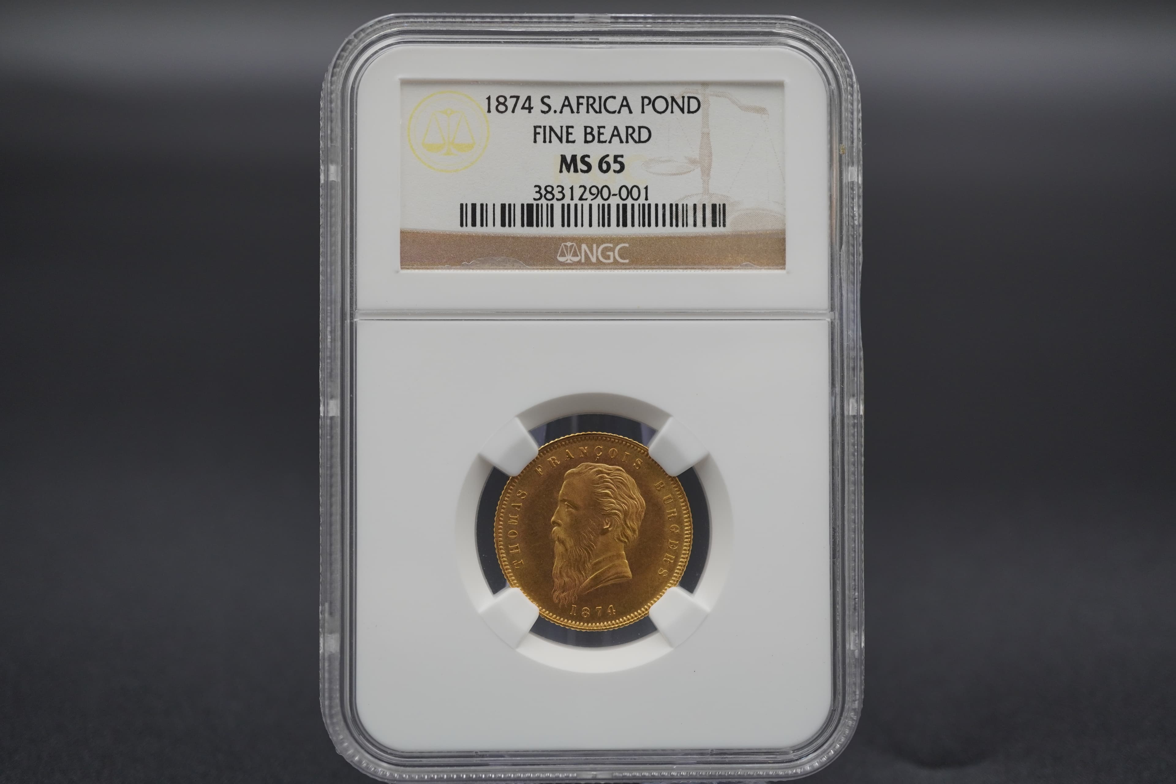 1874 ZAR Burgers Pond Fine Beard (MS65)- Highest Offer R560 000, No Deal