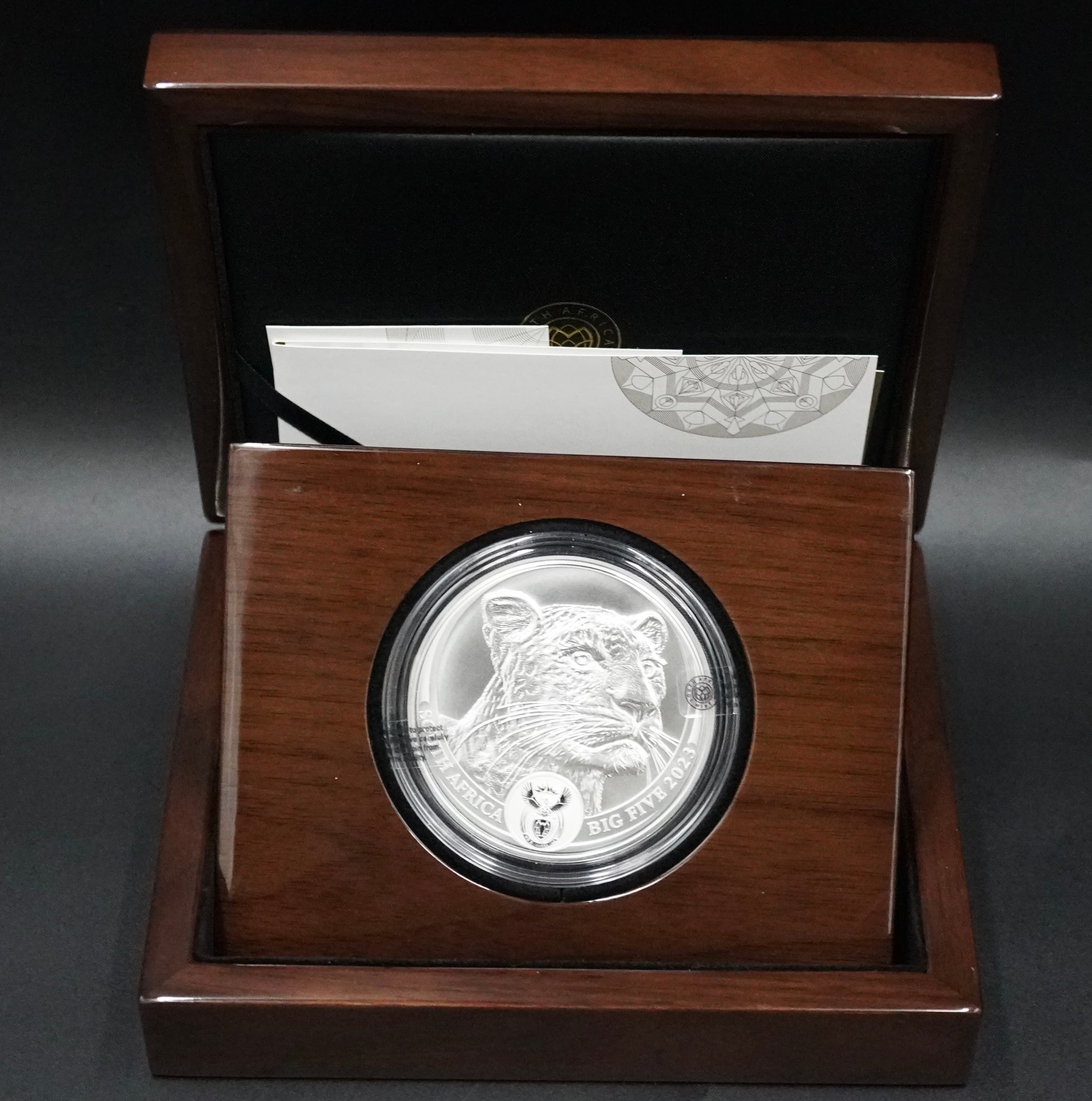 2023 S.Africa 2023 R5 5oz Fine-Silver Brilliant Uncirculated Africa's Big Five - Leopard, Series II