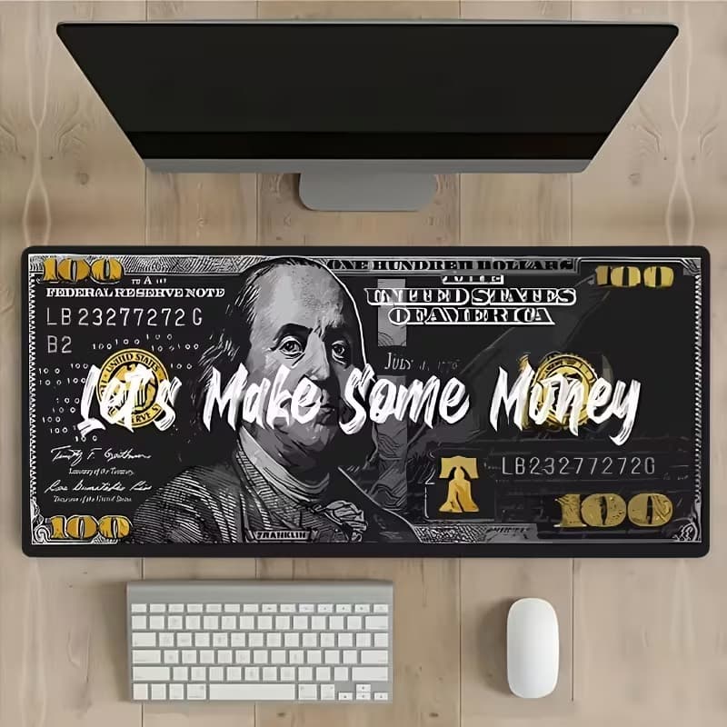 Desk Mat-100 Dolar Bill XL – Franklin Gold Edition